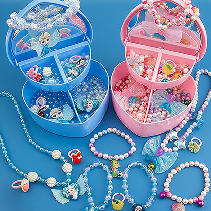 Children's DIY Beaded Jewelry Box Princess Ring Necklace Birthday Gift