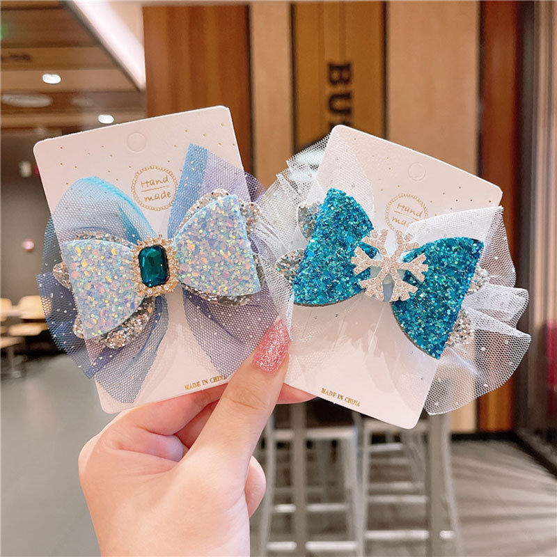 Snowflake Kids Hair Clip Bow Cute Princess Toddler Headwear