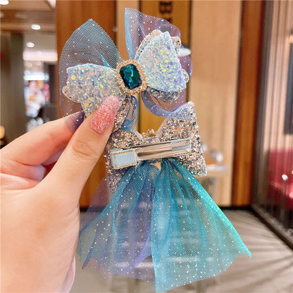 Snowflake Kids Hair Clip Bow Cute Princess Toddler Headwear