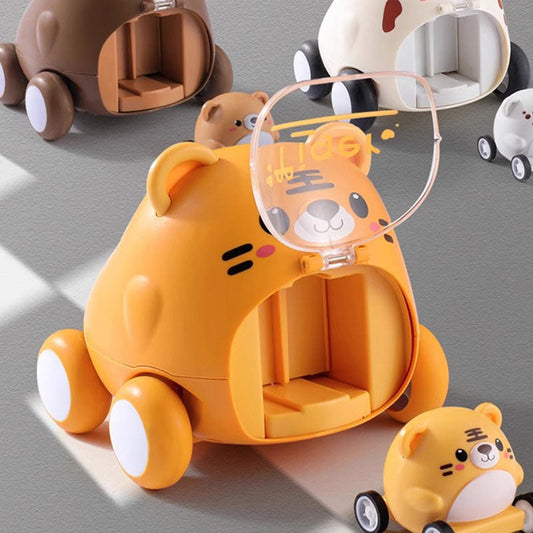 Press animal inertia ejection car cute pet car toddler toy car