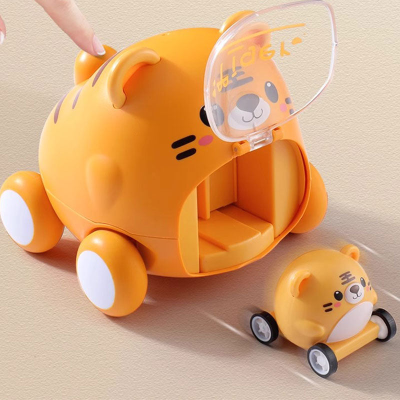 Press animal inertia ejection car cute pet car toddler toy car