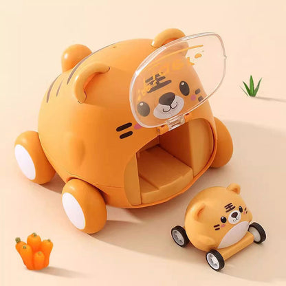 Press animal inertia ejection car cute pet car toddler toy car