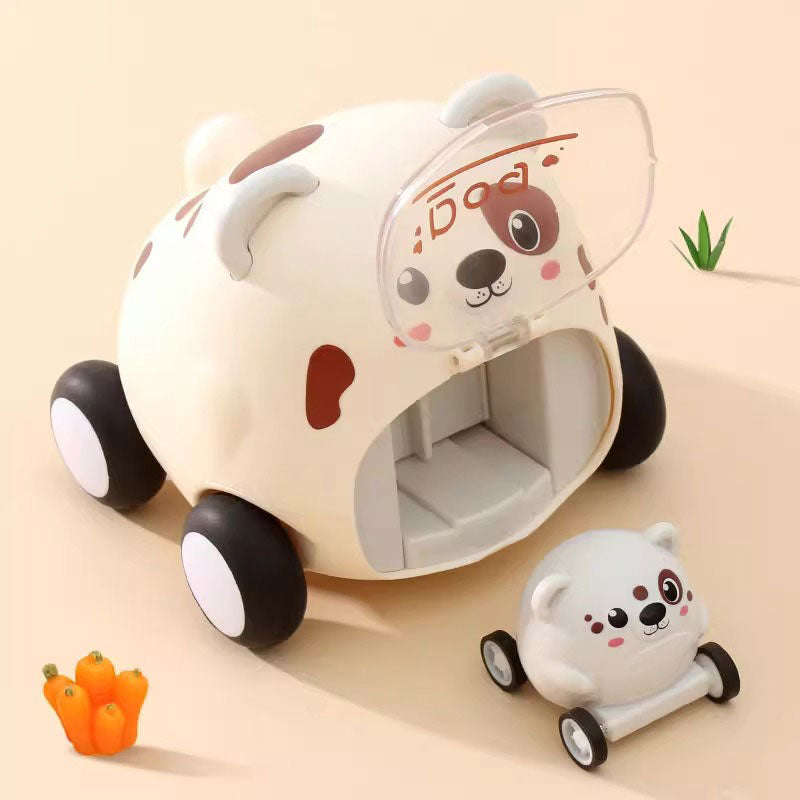 Press animal inertia ejection car cute pet car toddler toy car