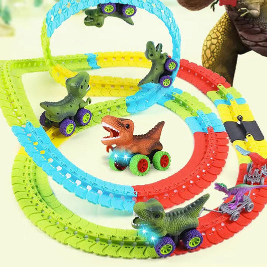 Children's roller coaster dinosaur track car light anti-gravity racing car