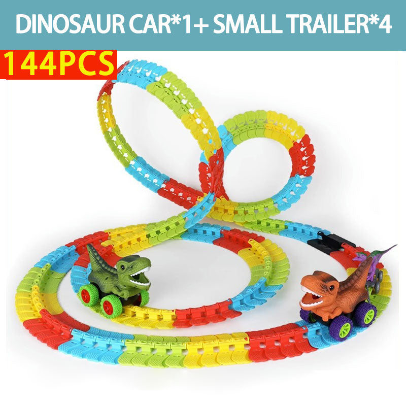 Children's roller coaster dinosaur track car light anti-gravity racing car