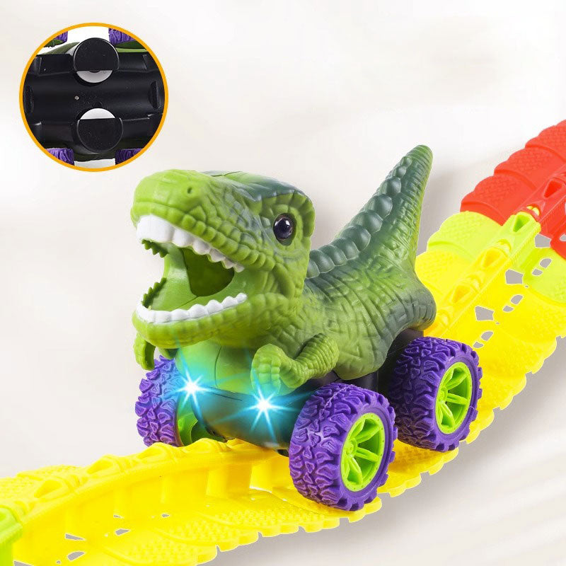 Children's roller coaster dinosaur track car light anti-gravity racing car