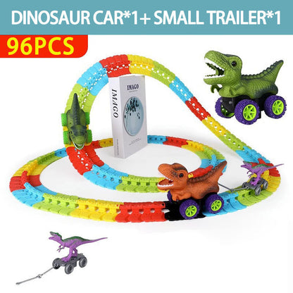 Children's roller coaster dinosaur track car light anti-gravity racing car