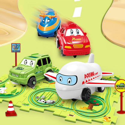 Kids educational track car diy free assembly city map scene construction