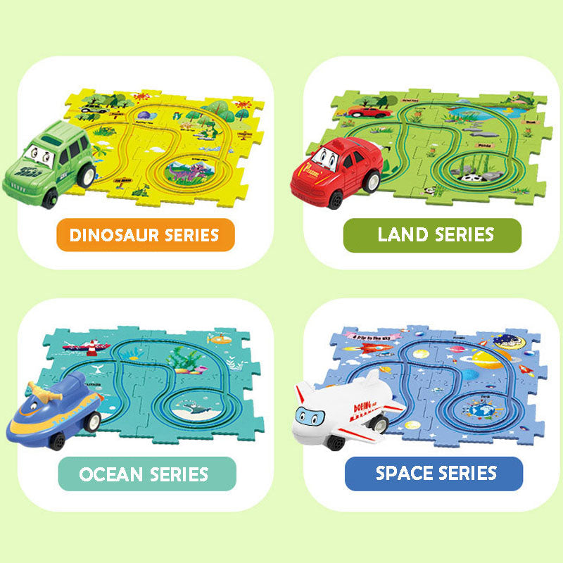 Kids educational track car diy free assembly city map scene construction