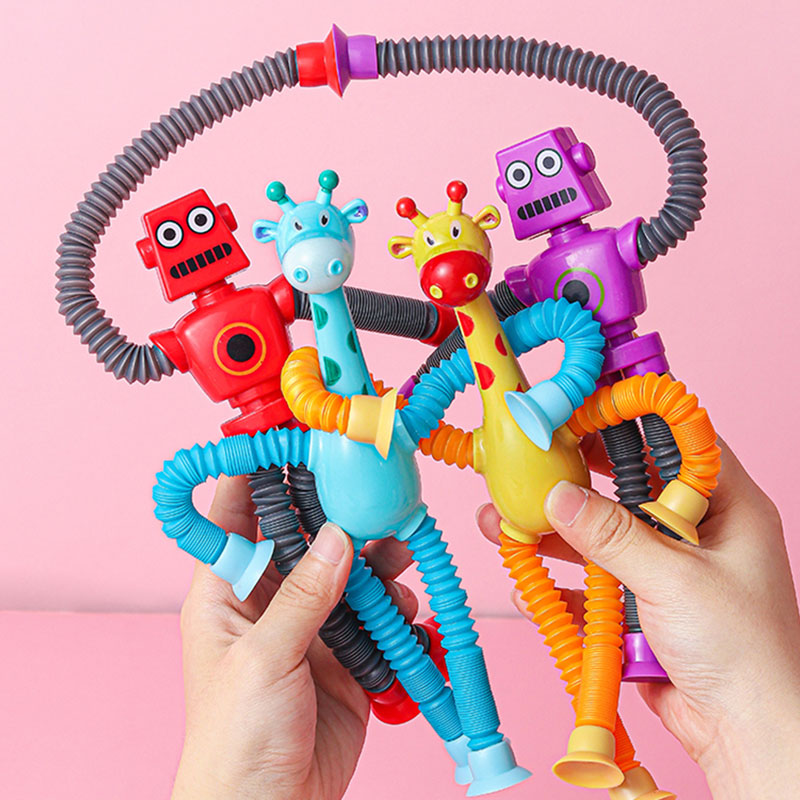 Toddler telescopic tube giraffe robot suction cup toy parent-child interaction