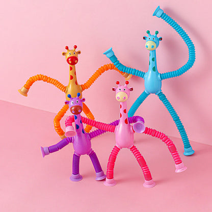 Toddler telescopic tube giraffe robot suction cup toy parent-child interaction