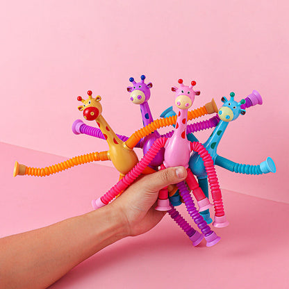 Toddler telescopic tube giraffe robot suction cup toy parent-child interaction