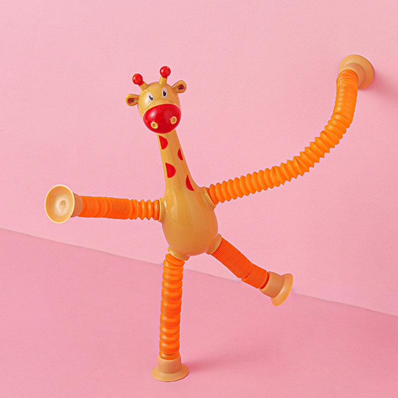 Toddler telescopic tube giraffe robot suction cup toy parent-child interaction