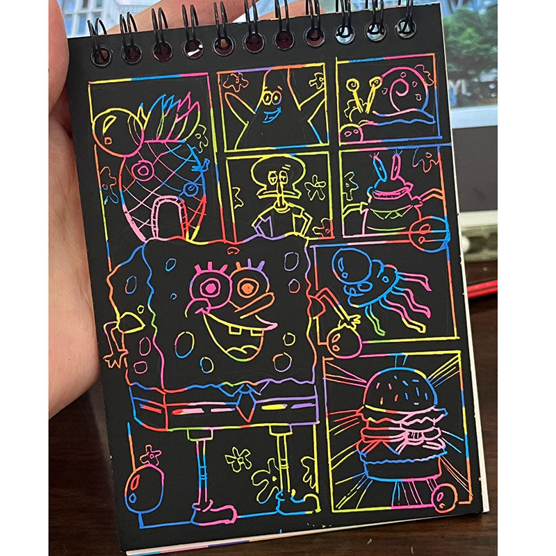 Kids colorful scratch-off drawing colorful graffiti paper black scratch-off drawing book