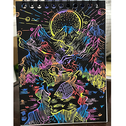 Kids colorful scratch-off drawing colorful graffiti paper black scratch-off drawing book