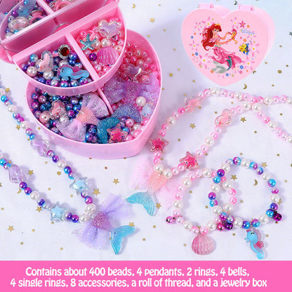 Children's DIY Beaded Jewelry Box Princess Ring Necklace Birthday Gift